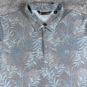 Travis Mathew Polo Shirt‎ Men's XXL Gray Patio Time Tropical Palm Outdoor Golf